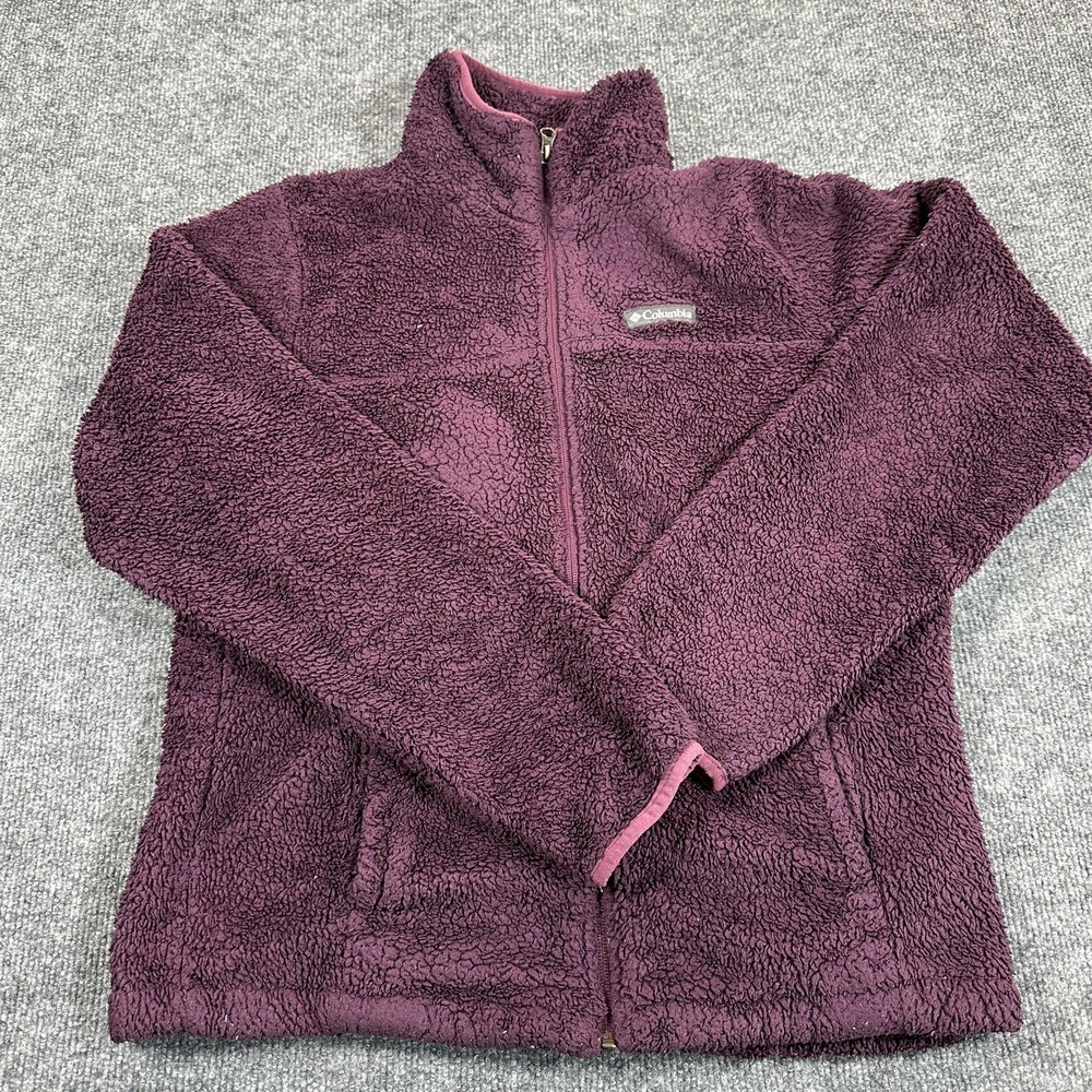 Columbia Jacket Womens Medium Purple Sherpa Fleece Full Zip Outdoor Warm Casual